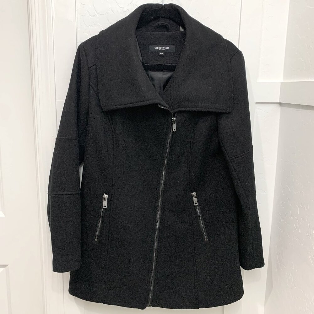 Kenneth Cole Women's Black Wool Dress Coat Size M Medium